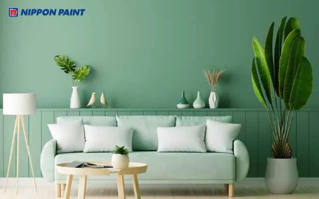 Phòng khách hướng Đông hợp tông xanh để mang lại sinh khí tươi mới