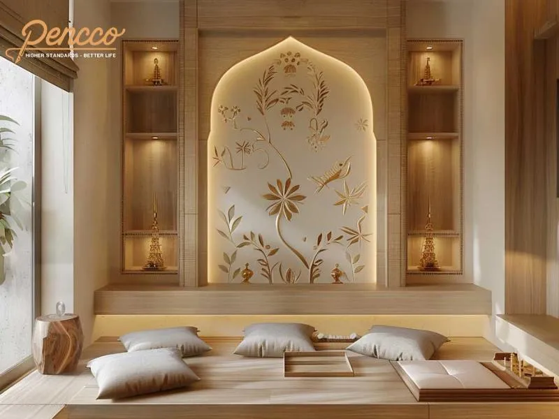 Phòng thờ màu trắng ngà tối ưu ánh sáng tự nhiên