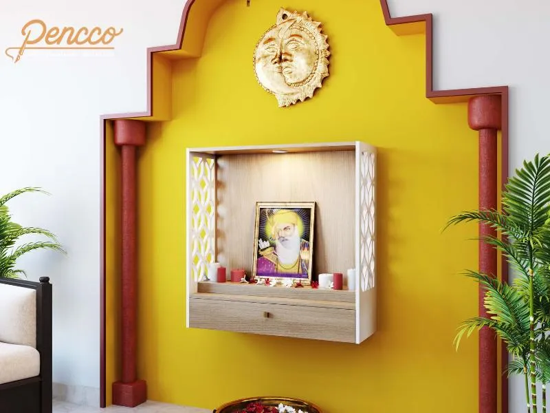 Phòng thờ màu vàng nhạt ấn tượng