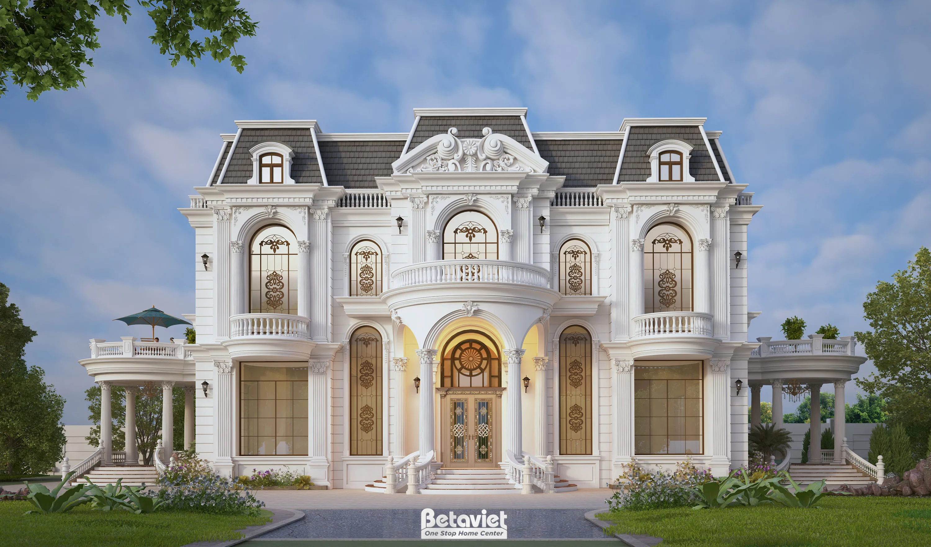 Dinh thự 2 tầng phong cách tân cổ điển mã số KT24559