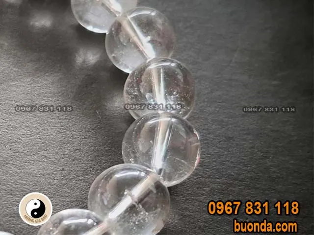 Chuỗi vòng đá thạch anh trắng trong suốt mix cùng charm bạc cao cấp tăng cường khí sắc