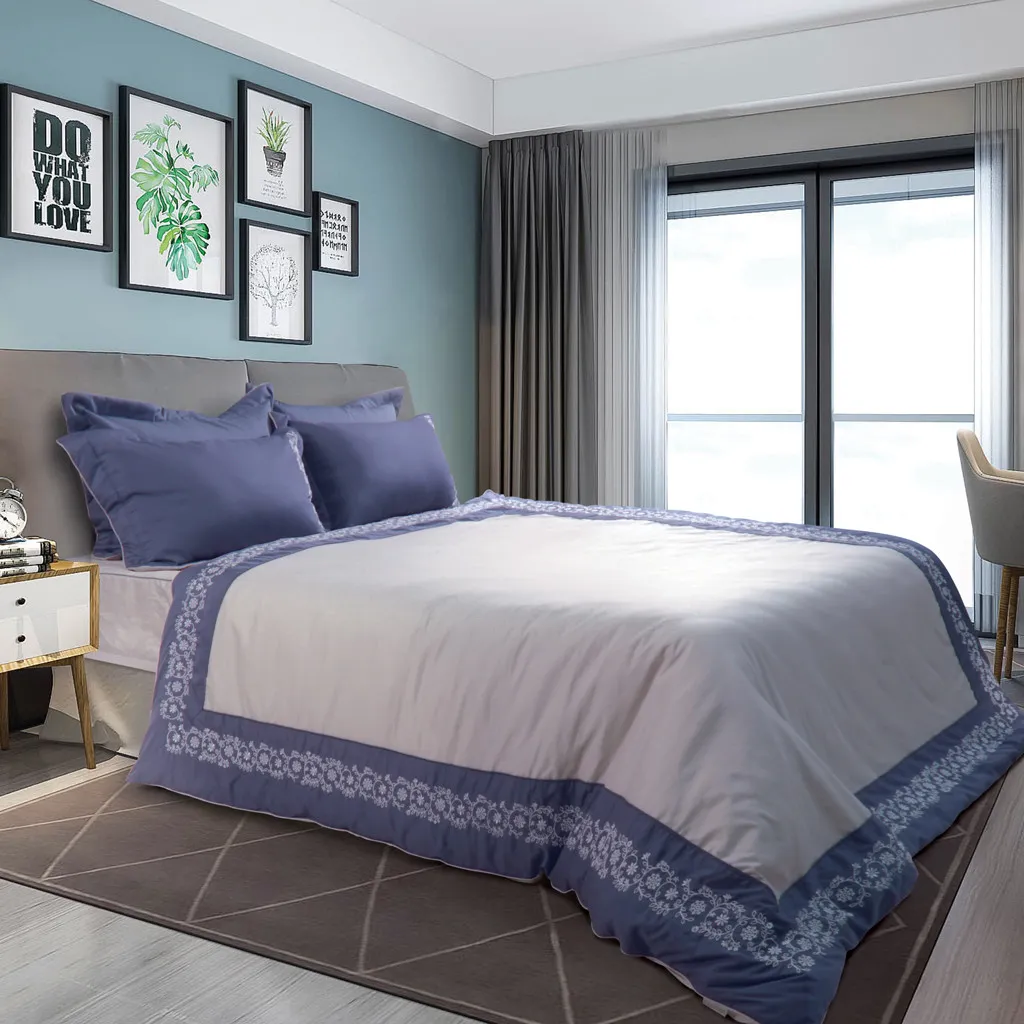 Bộ chăn ga gối màu xanh dương