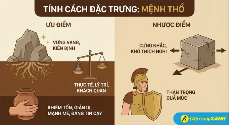 Người mệnh Thổ có tính cách đặc trưng là sự vững vàng, kiên định và bản lĩnh