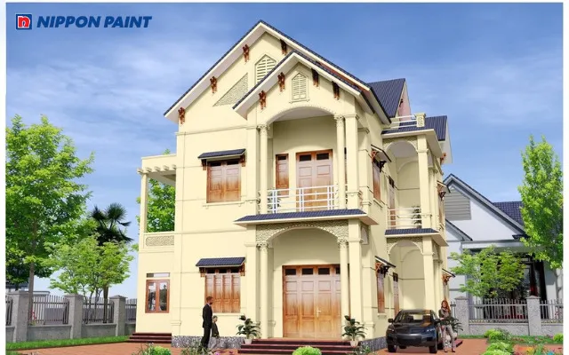 Sự kết hợp giữa màu vàng kem và nội thất sáng màu tạo nên không gian tinh tế