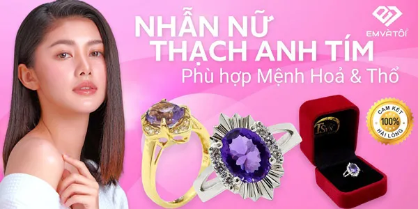 Nhẫn thạch anh tím giúp cân bằng năng lượng ngũ hành