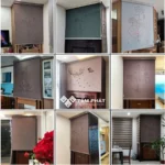 Mẫu rèm trúc vân gỗ với thiết kế tinh xảo giúp tăng vẻ sang trọng cho nơi thờ tự