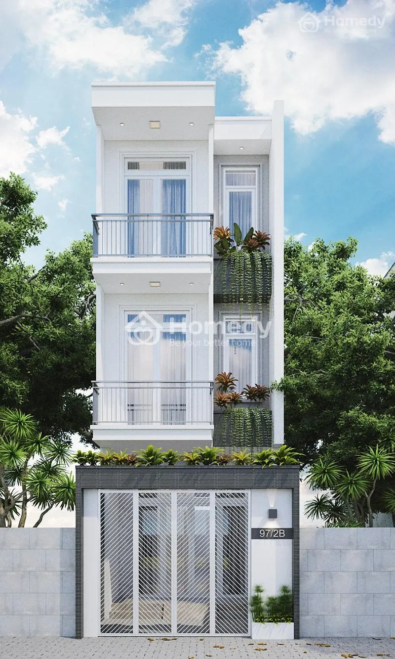 Màu sơn mặt tiền cho người mệnh Thủy màu trắng