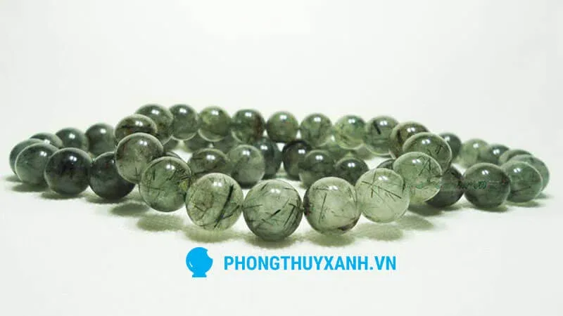 Vòng tay đá thạch anh tóc xanh size 10ly và 12ly