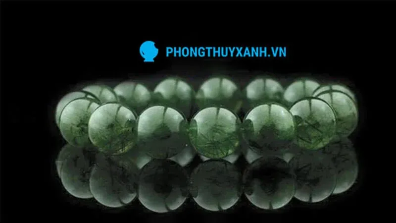 Vòng tay đá thạch anh tóc xanh size 14ly cho nam giới