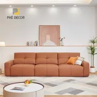 Bộ sofa giường cao cấp với chất liệu da thật mang lại cảm giác sang trọng và bền bỉ cho ngôi nhà