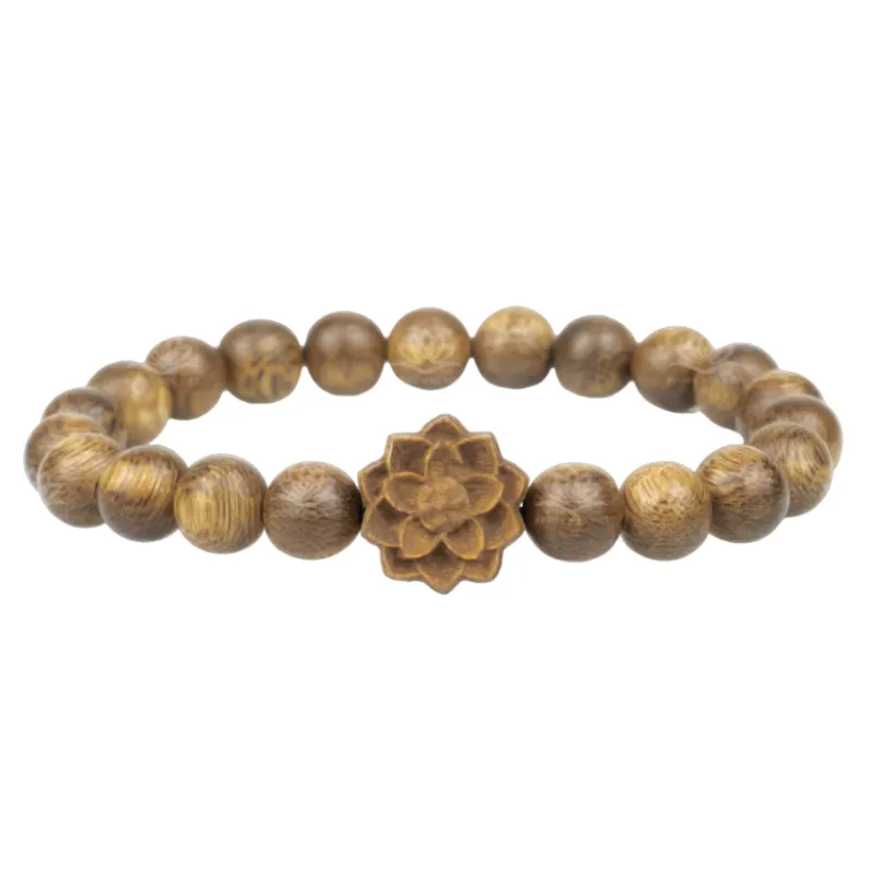 Vòng tay Trầm Hương charm hoa sen