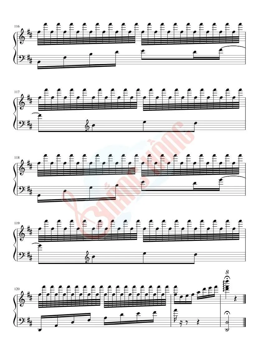 Sheet piano Giấc Mơ Trưa trang 6 kết thúc với outro nhẹ nhàng