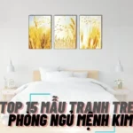 Tranh treo phòng ngủ mệnh kim với gam màu vàng kim sang trọng