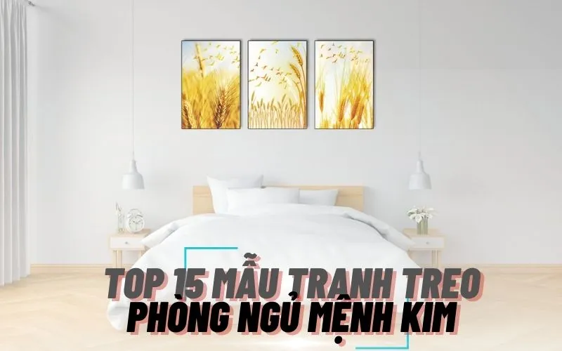 Tranh treo phòng ngủ mệnh kim với gam màu vàng kim sang trọng