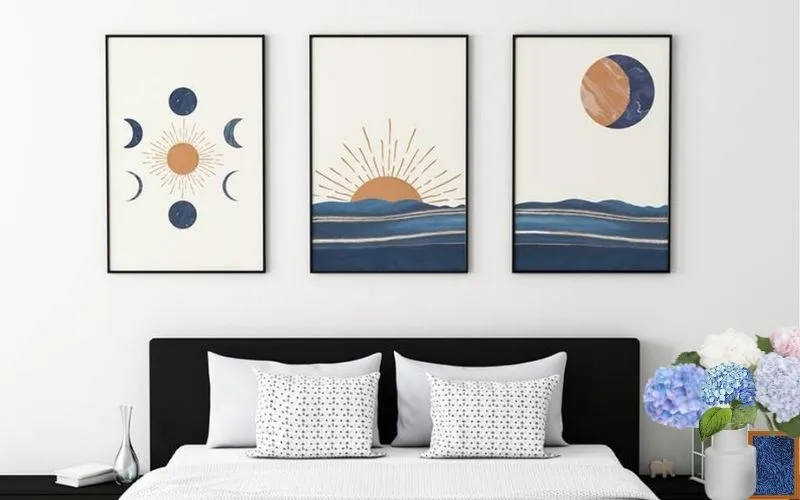 Tranh chủ đề mặt trăng và mặt trời đại diện cho hành hỏa