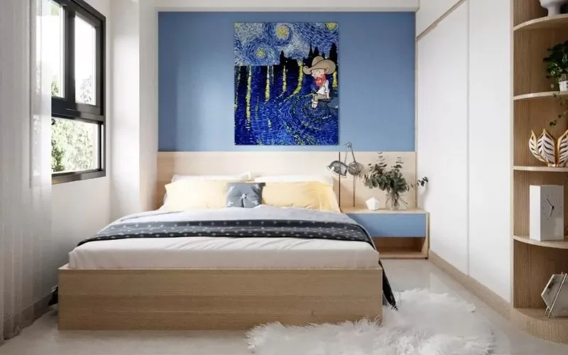 Mẫu tranh màu xanh biển hợp treo phòng ngủ mệnh Thủy