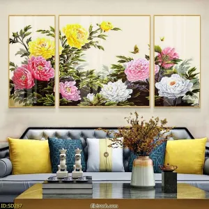 Tác phẩm tranh sơn dầu hoa mẫu đơn tinh tế với đường nét mềm mại