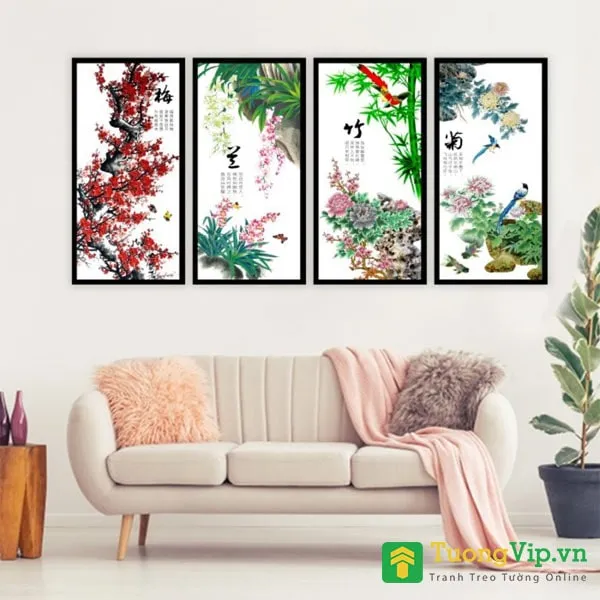 Tranh Tứ Quý mang lại may mắn suốt bốn mùa