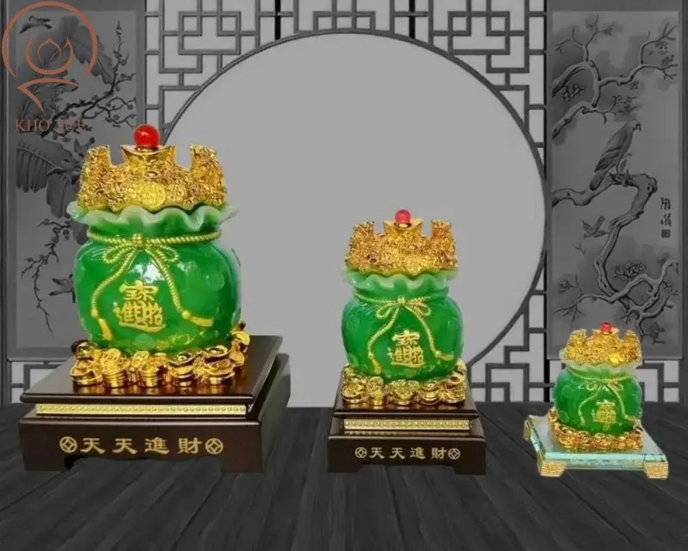 Túi tài lộc phong thủy màu xanh lá cây tượng trưng cho sự sinh sôi nảy nở