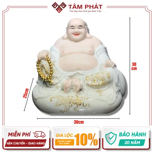 Tượng Phật Di Lặc bằng đá trắng giúp chiêu tài tiến bảo