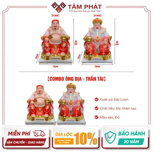 Tượng Thần Tài Thổ Địa màu đỏ biểu trưng cho may mắn 2026