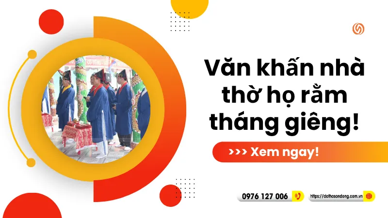 Mâm cúng rằm tháng Giêng tại nhà thờ họ với hương đèn hoa quả đầy đủ