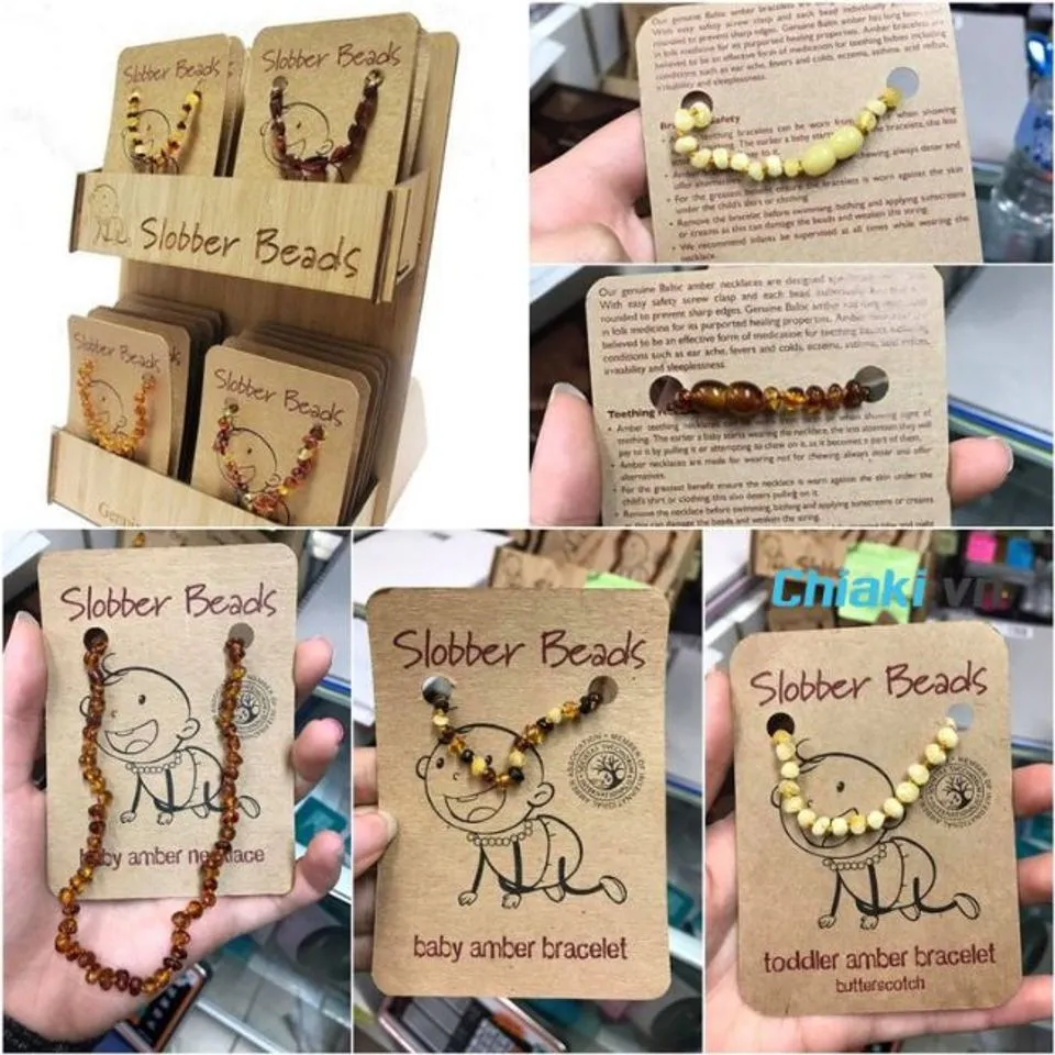 Vòng hổ phách cho bé Slobber Beads 