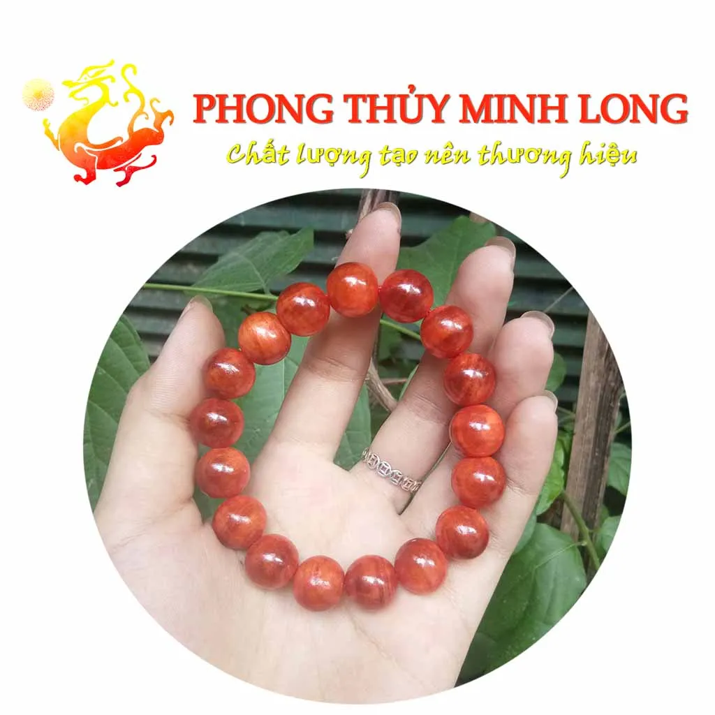Sợi vòng tay gỗ huyết long size 14 ly phù hợp cho nam giới