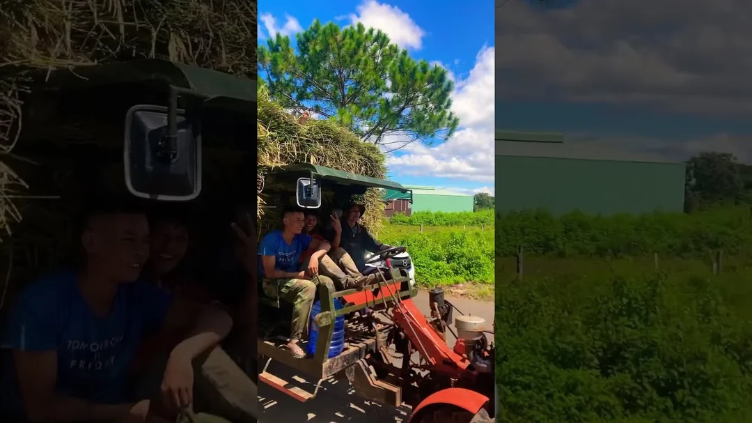 Video xe công nông thực tế chạy trên đường nông thôn
